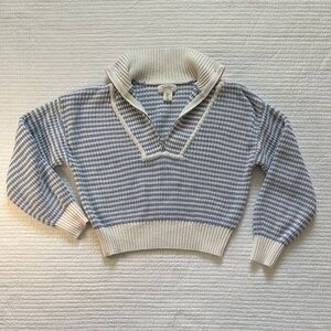 Jessica Simpson Blue and Cream Turtleneck Zip Up Sweater Size XL